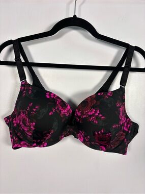 Torrid Underwire Floral and Skull in Black and Pink 360 Smoothing Bra Size 40B